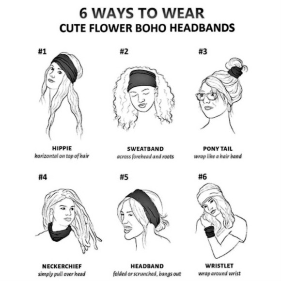 Red Bandana Ribbon Knot Headband Handkerchief Bohemian Hair Band Yoga Sporty - Picture 3 of 3